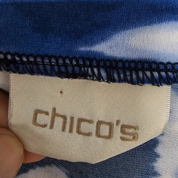 Chico's Blue White Abstract Marbled Boho Skirt Festival Retro 1 (M) - Picture 6 of 10